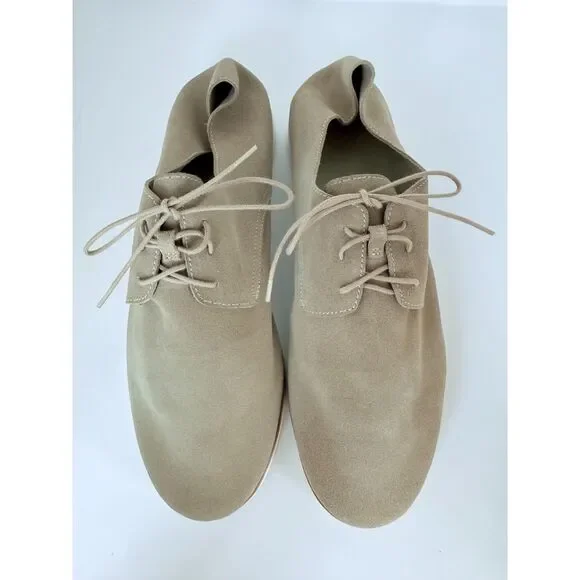 NWOB Nisolo Men's Travel Derby Lace-Up Shoes in Stone Beige Suede Size 10.5